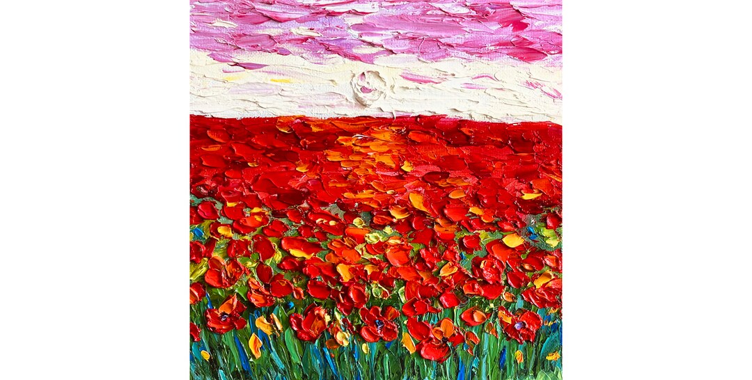 Poppy Painting Floral Original Art Impasto Oil Painting Sunset - Etsy