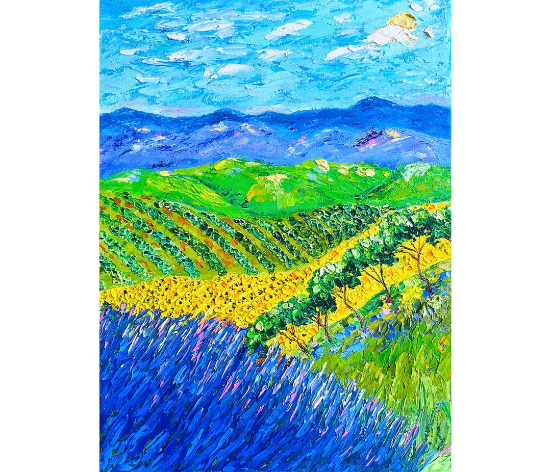 Tuscany Painting Lavender Original Art Impasto Oil Italy 16x12 Canvas ...