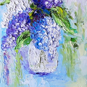 Lilac painting Original artwork impasto painting Lilac Bouquet Textured lilac art Floral artwork flowers in vase small painting 8x10 canvas image 7