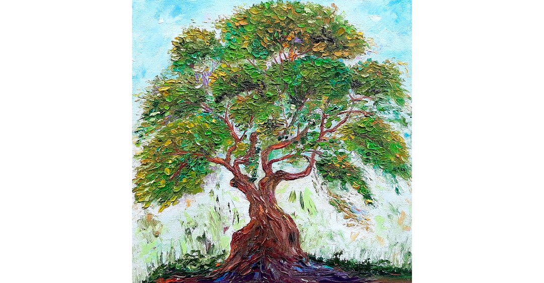 Tree of Life Painting Tree Original Art Impasto Oil Painting Oak ...