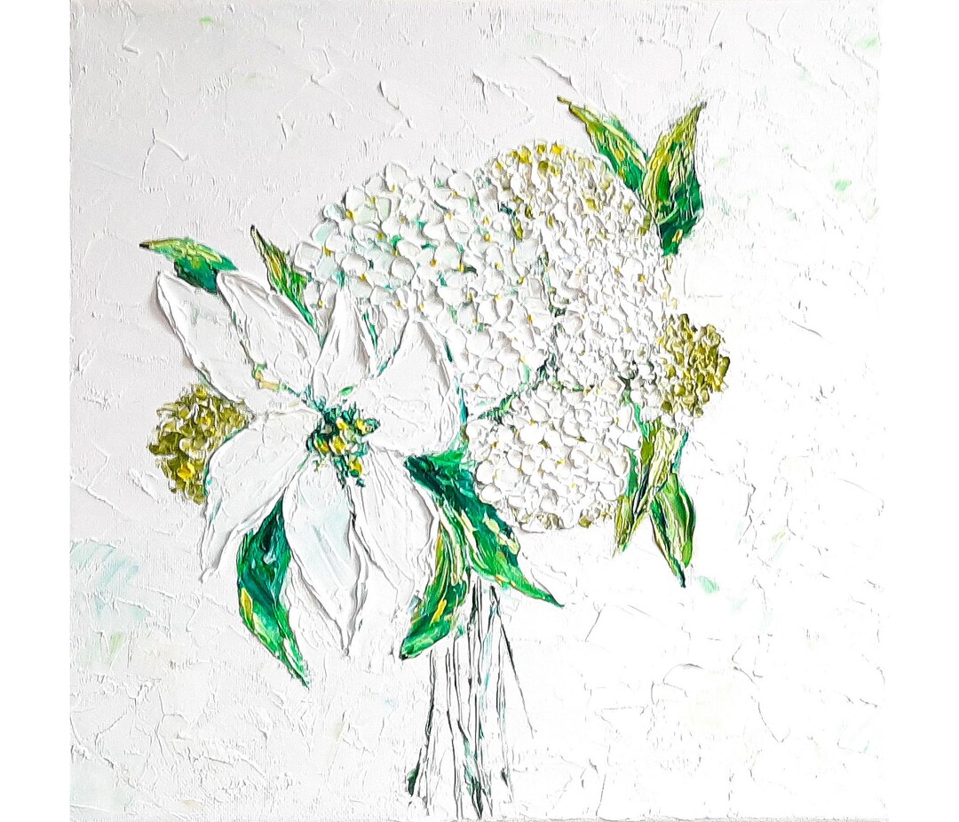 Hydrangea Painting Lily Original Art Impasto Oil Painting 12x12 Canvas ...