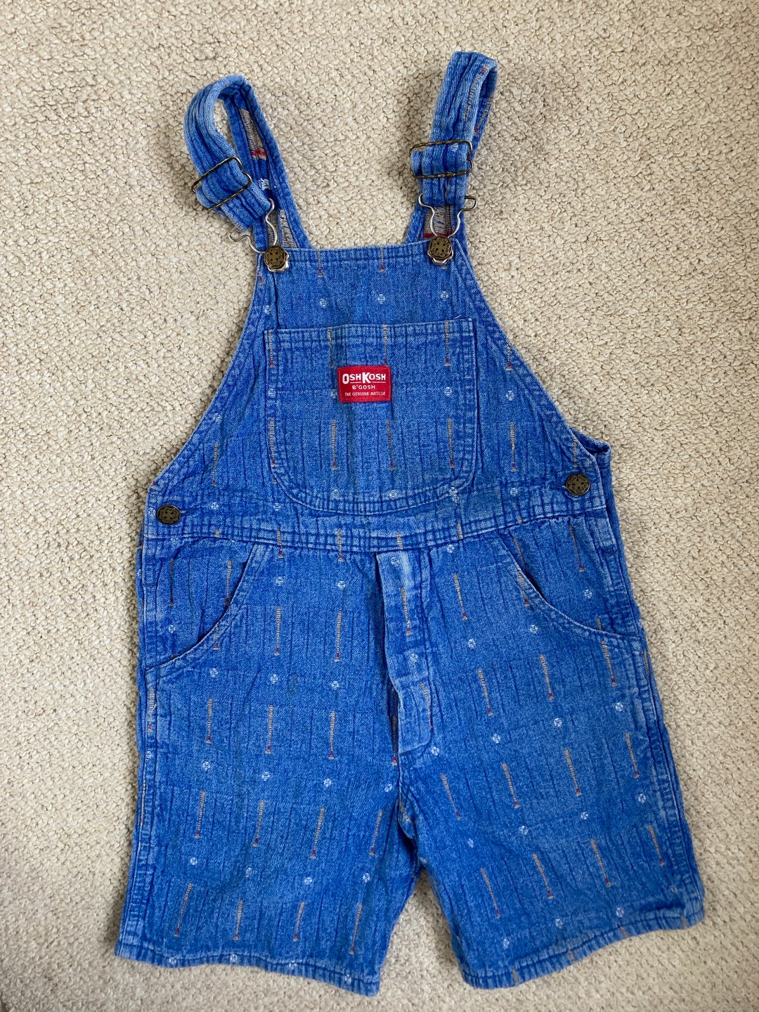 60s-70'S Osh Kosh denim overalls, made in the USA, men's size w37, vintage cotton blue type Vintage Second Hand