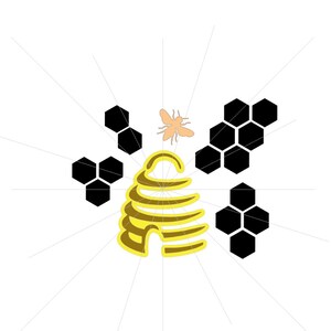 Honey Bee || Bee SVG || Beehive || with offset cut file. SVG, PNG, Cricut cut files. Digital File only!