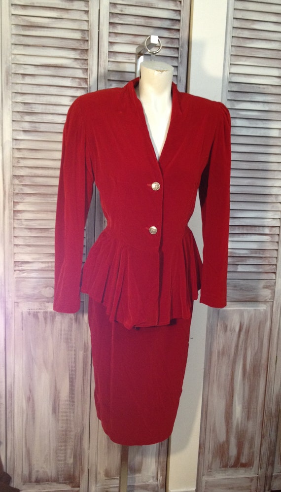 Wine red velvet suit
