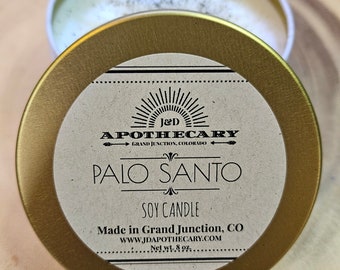 Palo Santo 8 oz Bougie de soja coulée à la main avec mèche en bois