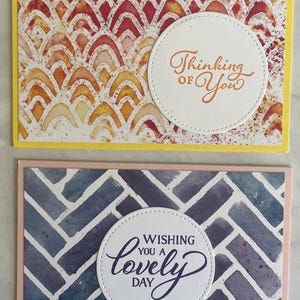 Set of 2 Stampin&#39; Up! Cards-Thinking Of You- Wishing You A Lovely Day-Greeting Cards- Handmade Cards- Blank Cards- Set #4