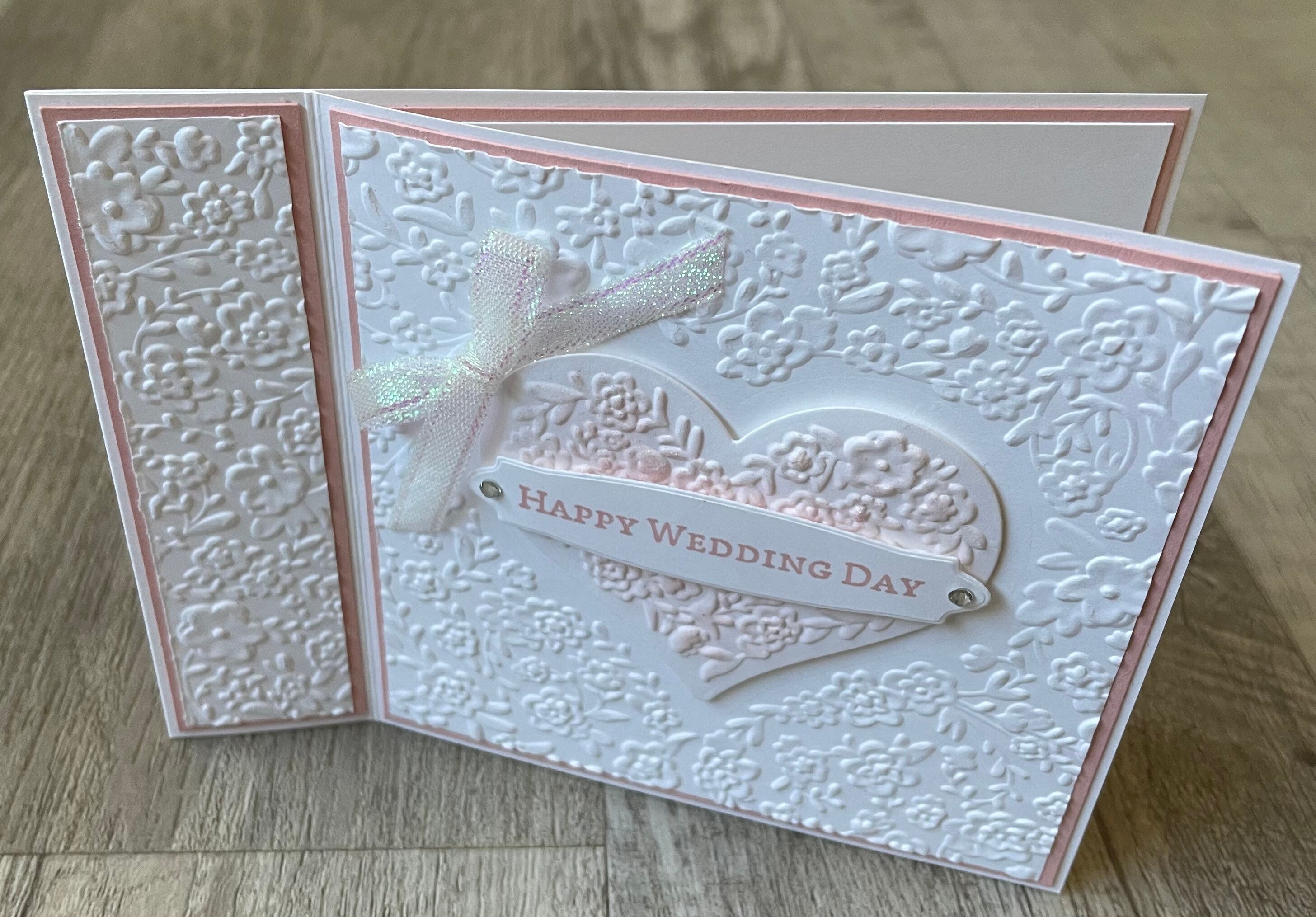 Handmade Wedding Card: Embossed Heart, Customizable Colors - Etsy
