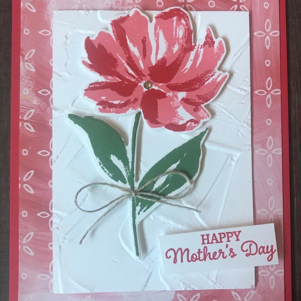Mother's Day Card- Stampin Up! Card- Fine Art Floral- Handmade- Greeting Card, Blank Card
