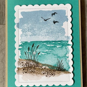 Stampin Up! Card- Oceanfront-Beach- Handmade Card- Greeting Card- Blank Card