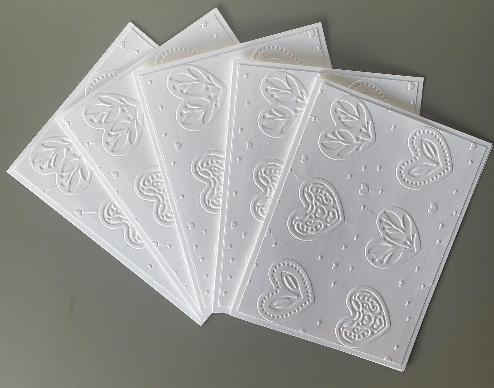 Embossed Heart Cards: Handmade Blank Note Cards, Set of 5 - Etsy