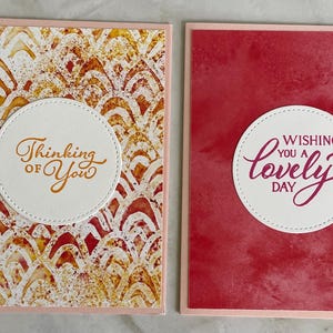 Set of 2 Stampin&#39; Up! Cards-Thinking Of You- Wishing You A Lovely Day-Greeting Cards- Handmade Cards- Blank Cards- Set #1