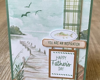 Father's Day Card- Dock on the water- outdoor- Stampin' Up!- handmade- blank
