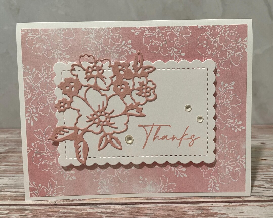 Handmade Pink Floral Thank You Card - Stampin' Up! - Etsy