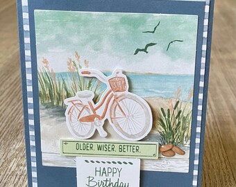 Masculine Birthday Card- bike on the beach- Stampin' Up!- greeting card- handmade- blank