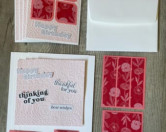Card Making Kit- Pink Florals- DIY- All Occasion- Set of 4 blank notecards- Stampin' Up!