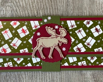 Christmas Money Holder- Gift Card Holder- Moose and Presents Theme- Stocking Stuffer-  Stampin' Up!