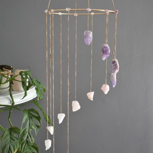 The Rustic Ombre Crystal Mobile Raw Natural Crystals Amethyst Ombre