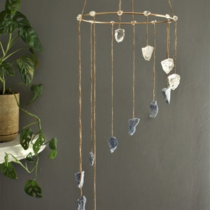 The Rustic Ombre Crystal Mobile Raw Natural Crystals Blue Ombre