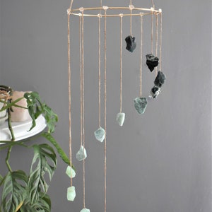 The Rustic Ombre Crystal Mobile Raw Natural Crystals Green Ombre