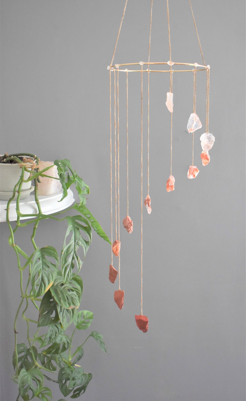 The Rustic Ombre Crystal Mobile Raw Natural Crystals Red Orange Ombre