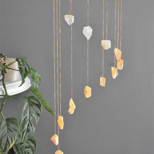 The Rustic Ombre Crystal Mobile Raw Natural Crystals Yellow Ombre