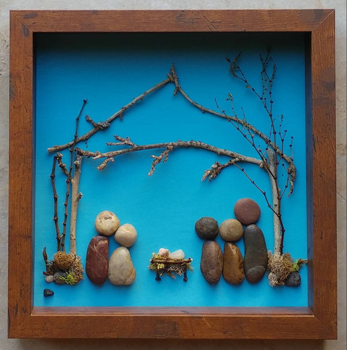 Nativity Pebble Art Pebble Art Christmas Nativity Religious Etsy