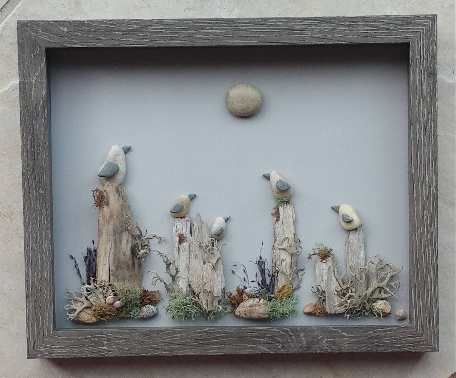 wall decor Seagull waiting to grab a sandcrab bird painting Ocean art