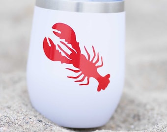 Red Lobster Wine Tumbler, Coastal Insulated Stainless Steel Travel Mug