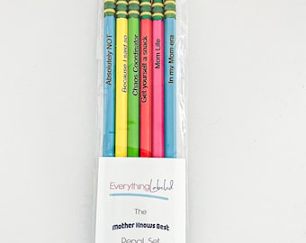 Engraved Ticonderoga Pencils - Funny Mom Quotes, Set of 6