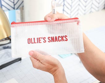 Custom Shadow Monogram, Water Resistant Zipper Storage Bag/Pouch.  Personalize Name Bag for Pool, Beach, Toys, Travel