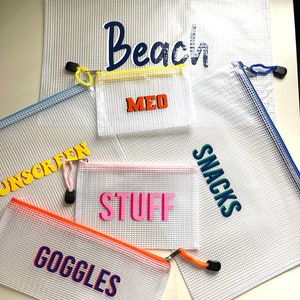 Custom Shadow Monogram, Water Resistant Zipper Storage Bag/Pouch.  Personalize Name Bag for Pool, Beach, Toys, Travel