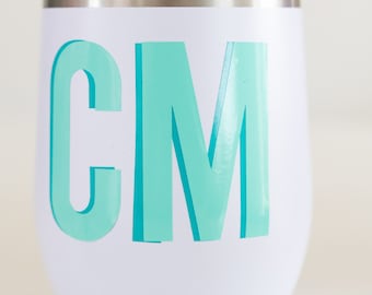 Custom Shadow Monogram Stainless Steel Tumbler - 12oz Stemless