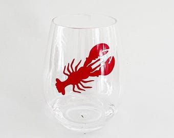Lobster Acrylic Wine Glass: Coastal Beach House Drinkware