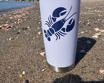Blue Lobster Stainless Steel Tumbler | 16 oz Insulated Travel Mug | Coastal Drinkware | Nautical Gift | Lobster Gift | Beach Gift