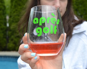 Après Golf Acrylic Wine Glass | Funny Golf Gift for Women | 20 oz Stemless Wine Glass | Golf Lover Gift | Country Club Gift