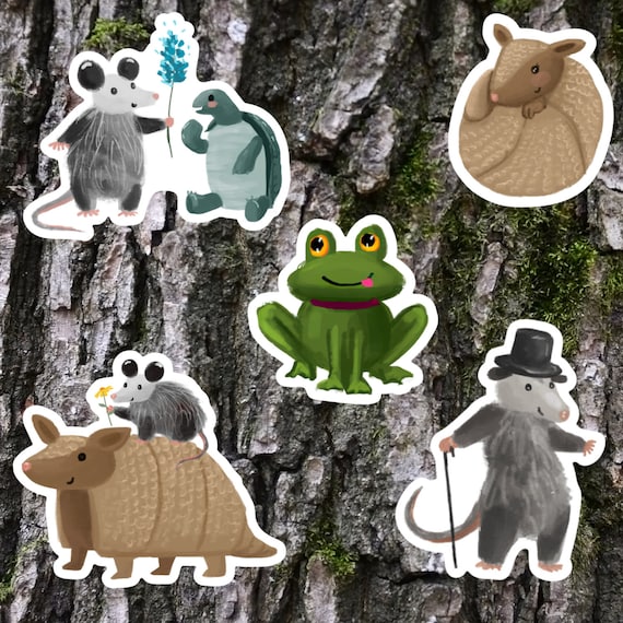 Opossum Doodle Stickers - Durable Waterproof Vinyl with Art from Opossum Books by Gina Gallois