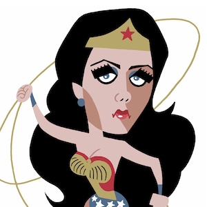 Stampa caricaturale di Lynda Carter di Ashley Holt