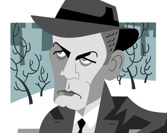 Joseph Cotten Karikatur-Druck - Porträt von Jennie