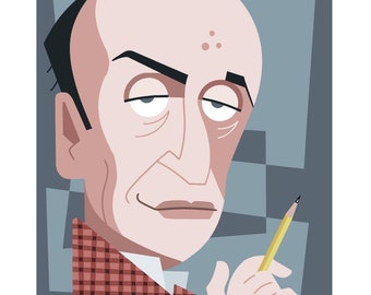 Milton Glaser Caricature Print by Ashley Holt