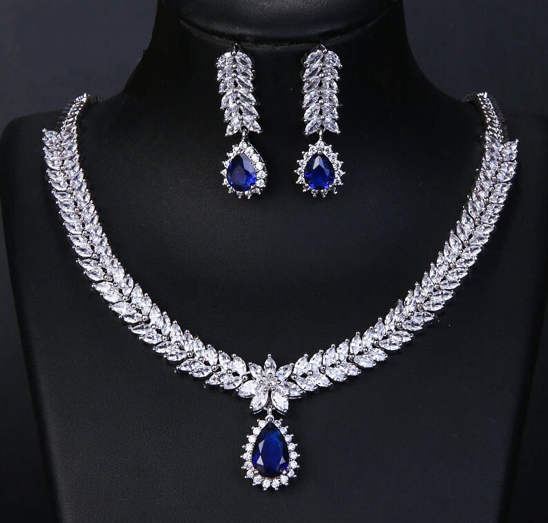 Luxury Ruby Emerald Onyx Sapphire Silver Cubic Zirconia Bridal | Etsy