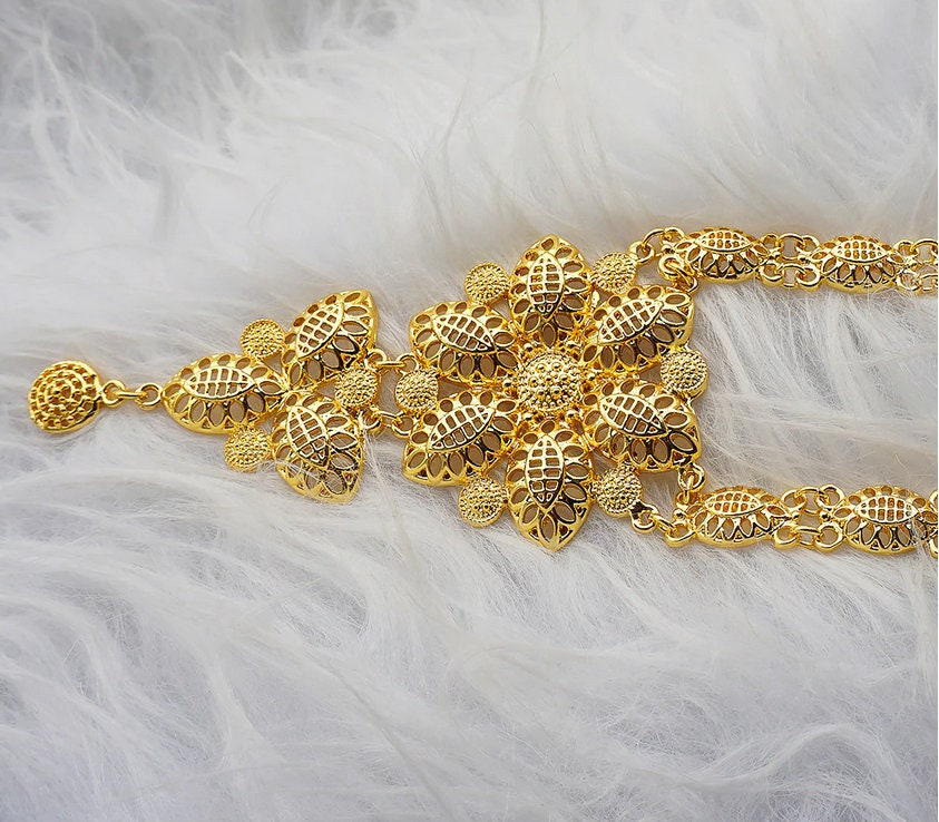21k Gold Plated Wedding Moroccan Dubai Jewelry Set | Etsy