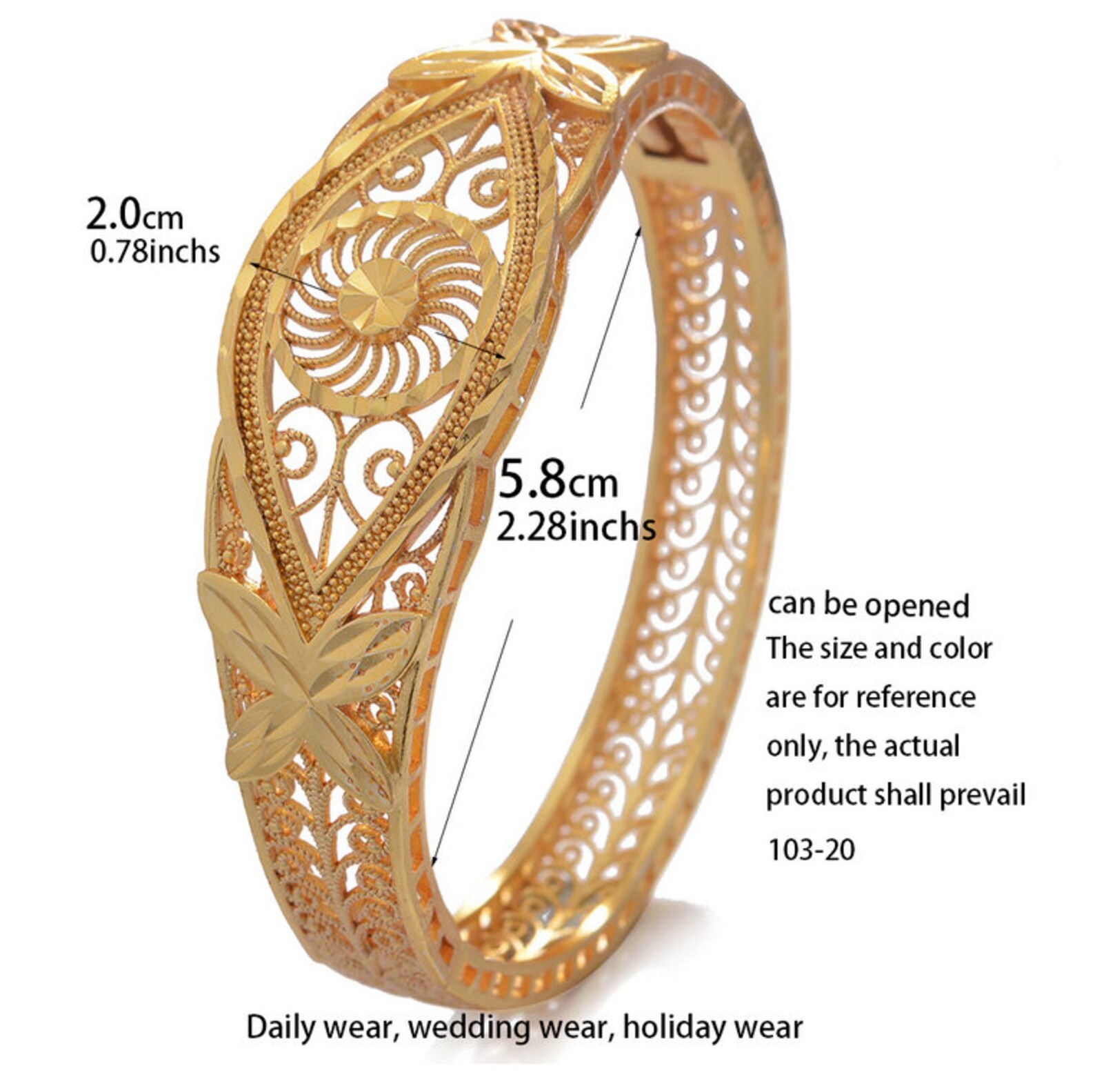 24K Real Gold Plated Dubai Bangles Bracelets Cuff Style Etsy