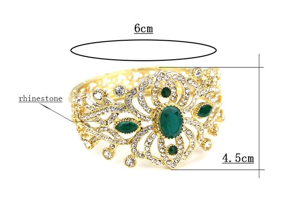 Details about   Turkish Bangle Vintage Jewelry Morocco Cuff Gold Plated Wedding Dubai Rhinestone 