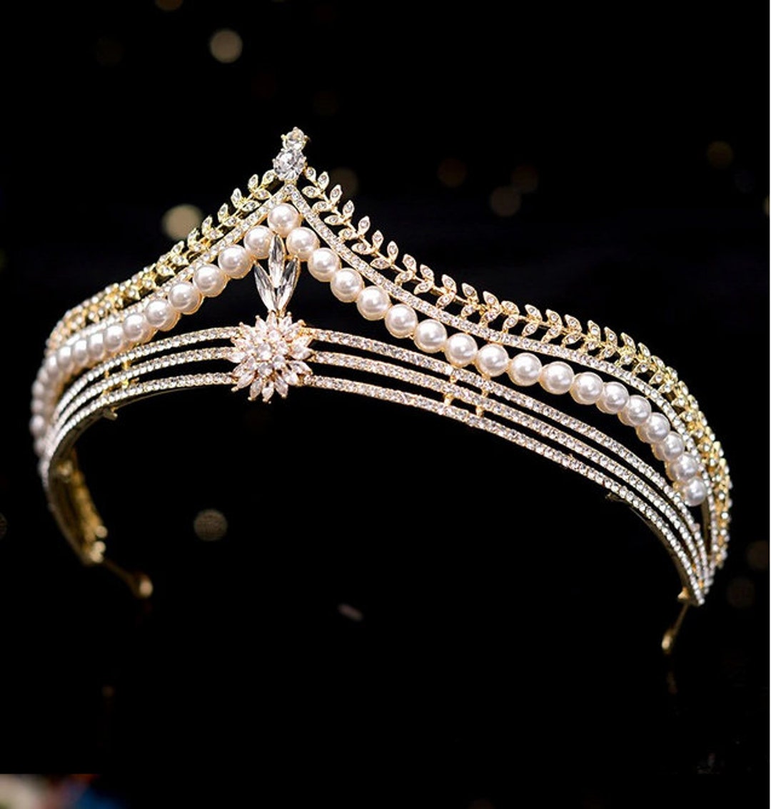 Pearl & Crystal Wedding Tiara Bridal Tiara Pearl Wedding Etsy