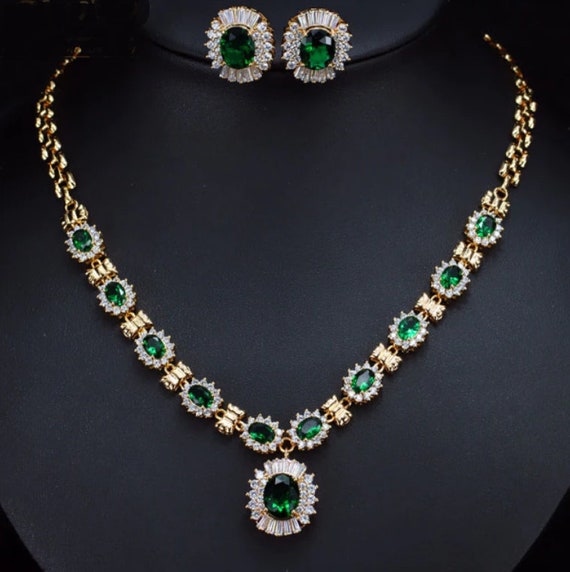Luxury Ruby Emerald Amethyest Sapphire Set Gold Cubic Zirconia | Etsy