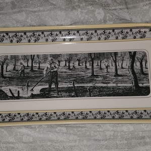 DesignPac Inc. Bread Serving Plate Tray VINTAGE Rectangular ANTIQUE Men in Field
