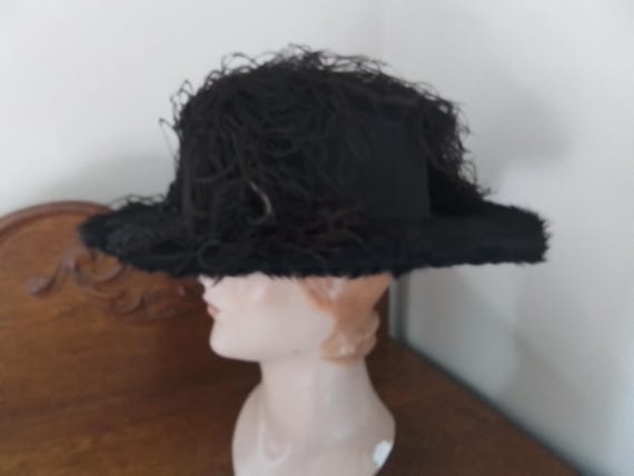 Antique Edwardian Era Boater Plush Hat - image 6