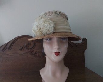 Antique Hat / 1910's / Edwardian Era / Boater / Toque / Titanic / Wearable Size!