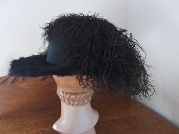 Antique Edwardian Era Boater Plush Hat - image 5