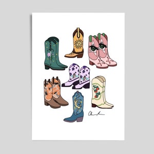 Cowboy Boots Illustration - Art Print